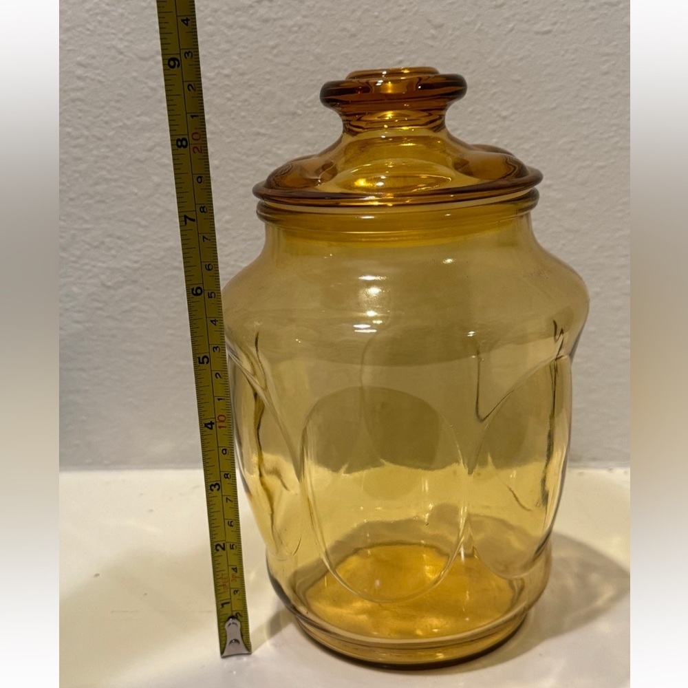 Vintage LE Smith Honey Amber Bubble Glass Apothecary Jar, Canister, Cookie Jar - Picture 9 of 10